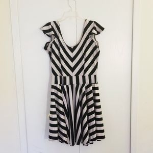Plus Lycra Stripe Skater Dress